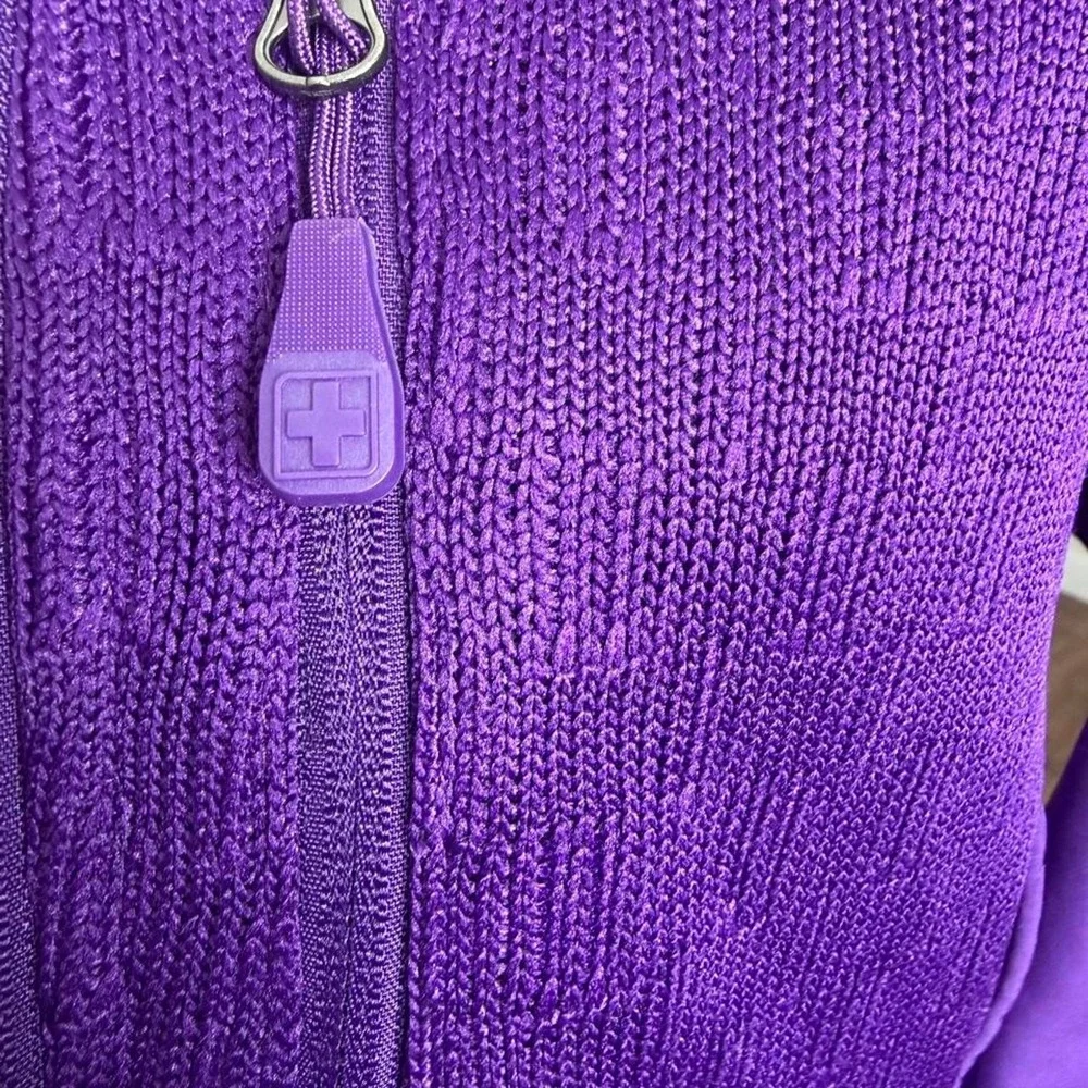 Swiss Tech Purple Full Zip Fleece Hybrid Utility Jacket Hiking Gorpcore Cozy
